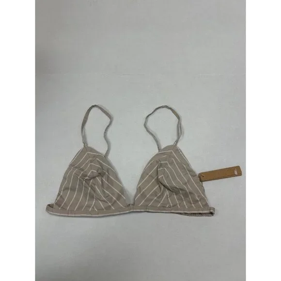 SKIMS Cotton Poplin Triangle Bralette Stone Stripe Size Large NWT - Picture 5 of 8